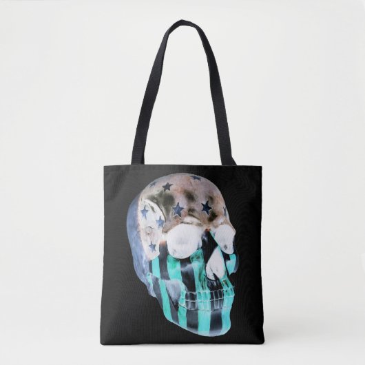Negatives Bild auf schwarzer Tasche bemalt Schädel (Vorderseite)