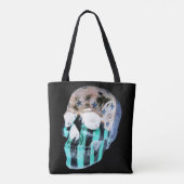 Negatives Bild auf schwarzer Tasche bemalt Schädel (Rückseite)