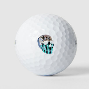 Negatives Bild eines bemalten Schädels Golfball