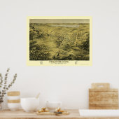 Negaunee, MI Panoramic Map - 1871 Poster (Küche)