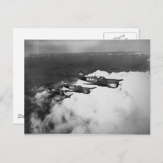 Neger-Piloten in Shark-Nosed-P-40-Kampfflugzeugen Postkarte (Vorne/Hinten)