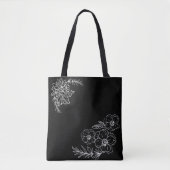 negra con flores blancas personalizable tasche (Vorderseite)