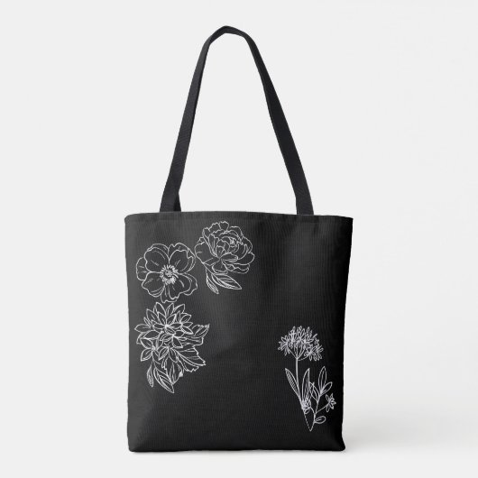 negra con flores blancas personalizable tasche (Rückseite)