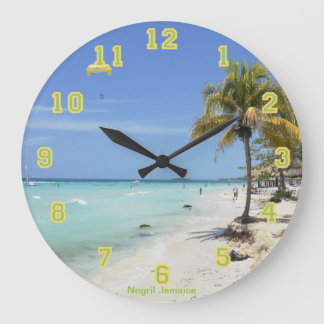 Negril Beach Jamaica Clock Große Wanduhr