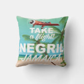 Negril Beach Jamaica Vintage Reiseplakat Kissen (Rückseite)