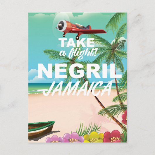 Negril Beach Jamaica Vintage Reiseplakat Postkarte (Vorderseite)