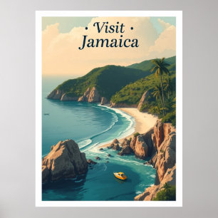 Negril Beach, Jamaika Vintage-Reiseillustration Poster