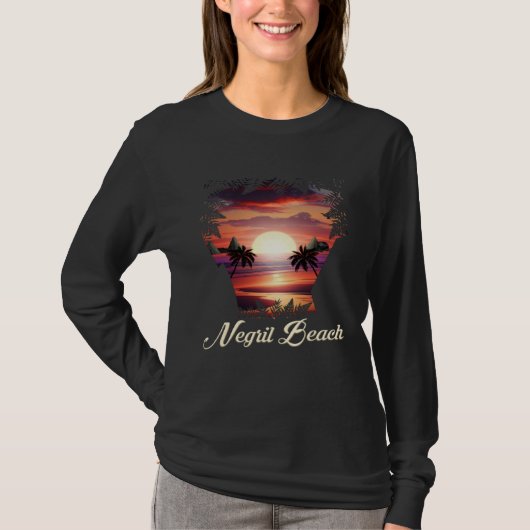 Negril Beach Vibrant Sunset Negril Jamaica T-Shirt (Vorderseite)