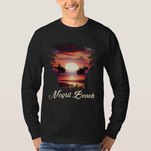 Negril Beach Vibrant Sunset  Negril Jamaica T-Shirt (Vorderseite)