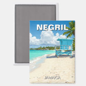Negril Jamaica Beach Lifeguard Shack Magnet (Vorderseite/Rückseite)