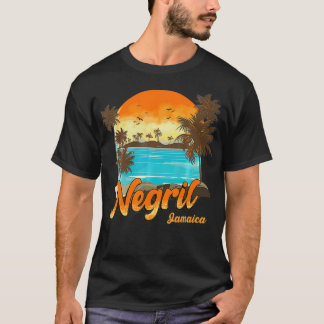 Negril Jamaica Beach Sommerurlaub Sunset Palm T T-Shirt