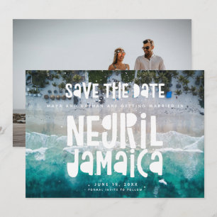 Negril Jamaica Beach Wedding Foto Save the Date Ankündigung