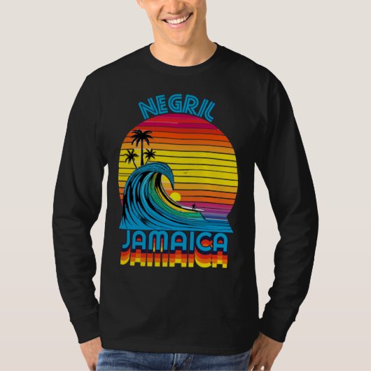 Negril Jamaica Retro Throwback Surf & Beach Souven T-Shirt (Vorderseite)