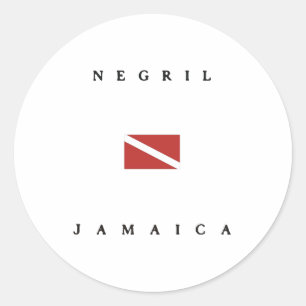 Negril Jamaica Scuba Dive Flag Runder Aufkleber