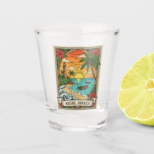 Negril Jamaika Strand Schnapsglas (Vorderseite)