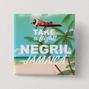 Negril Strand Jamaika Vintage-Reiseposter Button
