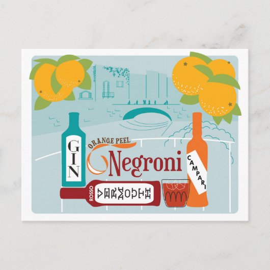 Negroni Citrus Cocktail Postkarte (Vorderseite)