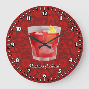 Negroni-Cocktail Große Wanduhr