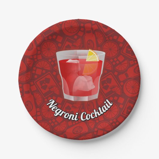 Negroni-Cocktail Pappteller (Vorderseite)