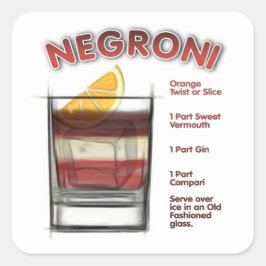 NEGRONI Cocktail Rezeption Quadratischer Aufkleber