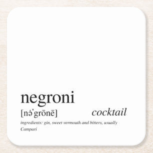 Negroni Modern Zitat Schwarze Typografie Rechteckiger Pappuntersetzer