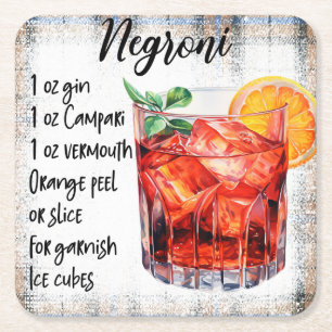 Negroni Rechteckiger Pappuntersetzer