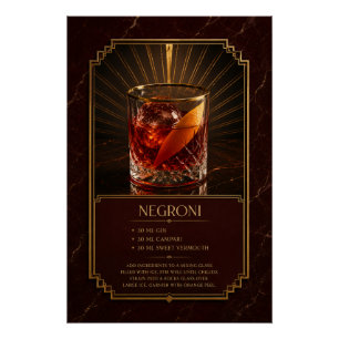Negroni-Rezeptposter Bar-Kunst Poster