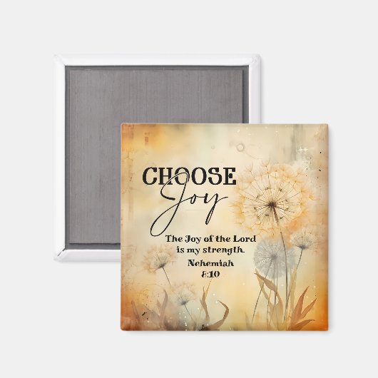 Nehemiah 8:10 Joy of the Lord Bible Dandelion Magnet (Vorderseite/Rückseite)