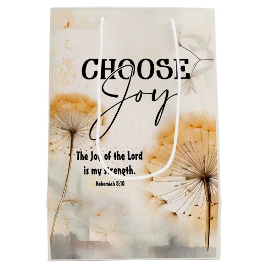 Nehemiah 8:10 Joy of the Lord Bible Dandelion Mittlere Geschenktüte (Rückseite)