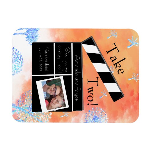 Nehmen Sie 2 Save the Date Löwenzahn und Wolken Magnet (Horizontal)