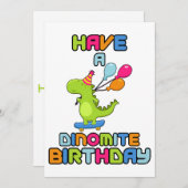 Nehmen Sie am Geburtstag ein Dinomit ein Einladung (Vorne/Hinten)