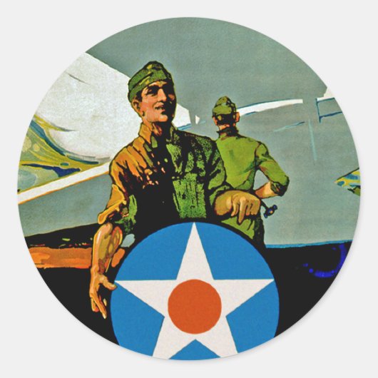 Nehmen Sie am Luftdienst ~ geben 'Er die Waffe Runder Aufkleber (Vorderseite)