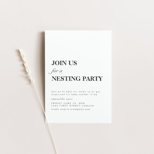 Nehmen Sie an uns für ein Nesting-Party teil Einladung