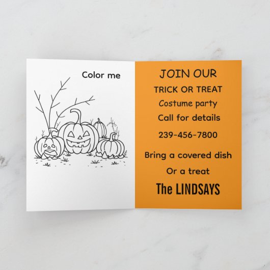 Nehmen Sie an unserem Kostüm-Party teil Karte (Innenseite)