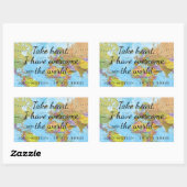 Nehmen Sie das Herz, ich habe die Welt überwunden. Rechteckiger Aufkleber (Blatt)