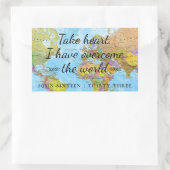 Nehmen Sie das Herz, ich habe die Welt überwunden. Rechteckiger Aufkleber (Tasche)