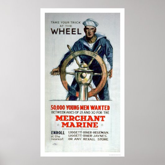Nehmen Sie das Rad - Handelsmarine (US02058) Poster (Vorne)
