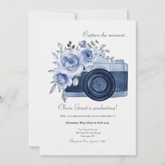 Nehmen Sie den Moment der blauen Einladung (Vorderseite)