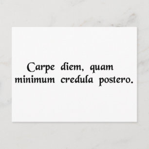 Nehmen Sie den Tag, vertrauen Sie so wenig wie mög Postkarte