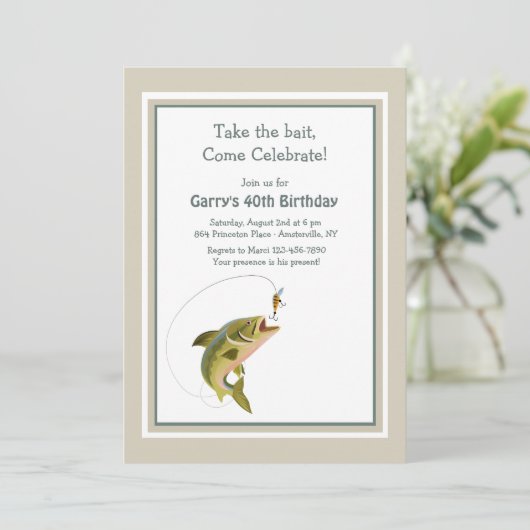 Nehmen Sie die Köder-Fisch-Einladung Einladung (Stehend Vorderseite)