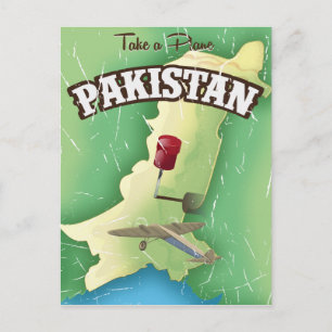 Nehmen Sie ein Flugzeug Pakistan Reiseplakat Postkarte