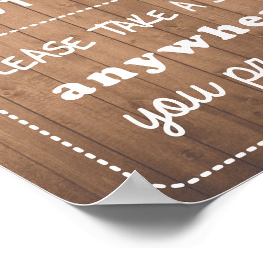 Nehmen Sie ein Hochzeitsschild aus Holz oder schwa Poster (Ecke)