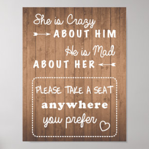 Nehmen Sie ein Hochzeitsschild aus Holz oder schwa Poster