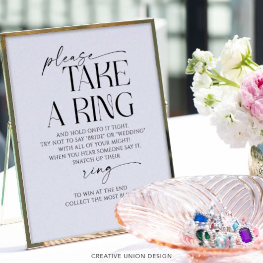 Nehmen Sie ein Ring Game Brautparty Game Flyer
