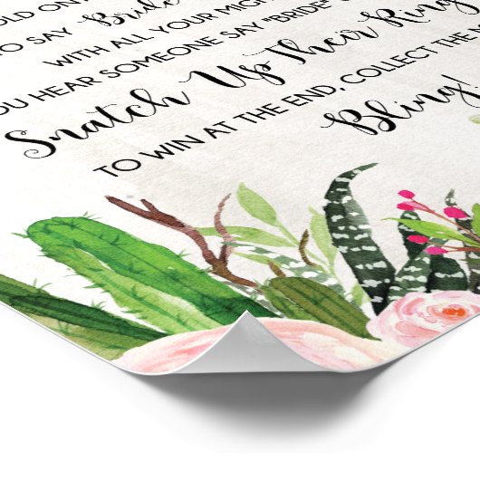 Nehmen Sie ein Ring Game Fiesta Cactus Brautparty Poster (Ecke)