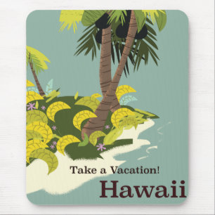 Nehmen Sie ein Vacation Hawaii Vintage Reiseplakat Mousepad