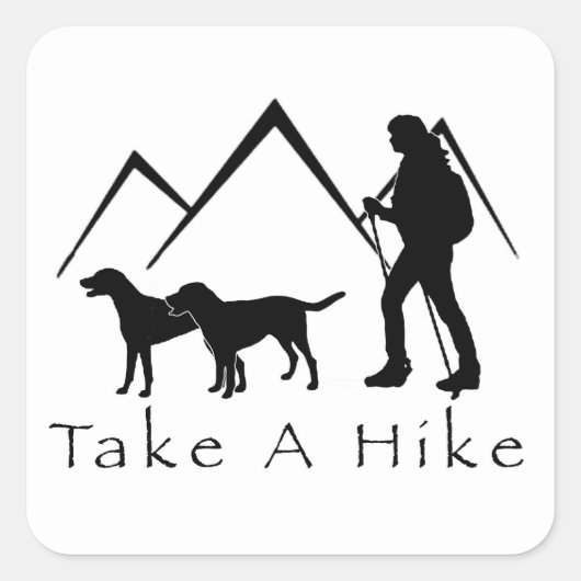Nehmen Sie eine Hike Sticker- Mutts Quadratischer Aufkleber (Vorderseite)