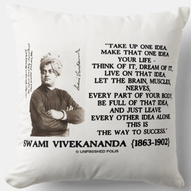 Nehmen Sie eine Idee auf, die Idee zu Ihrem Lebens Kissen (Vivekananda inspirational quote on the way to success on this throw pillow)