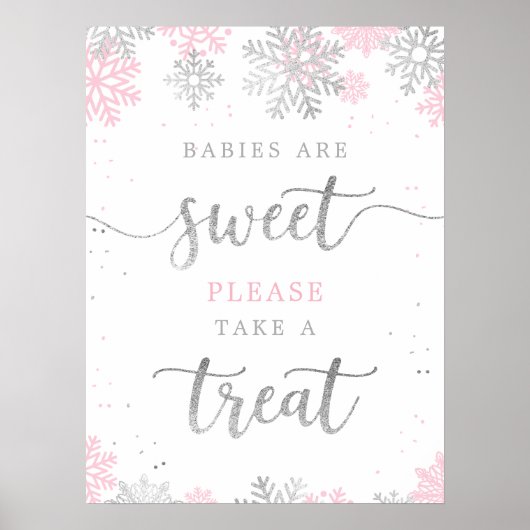 Nehmen Sie eine Leckerei Pink Silver Winter Baby D Poster (Vorne)