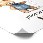 Nehmen Sie eine Leckerei Teddy Bear Boy Baby Dusch Poster (Ecke)